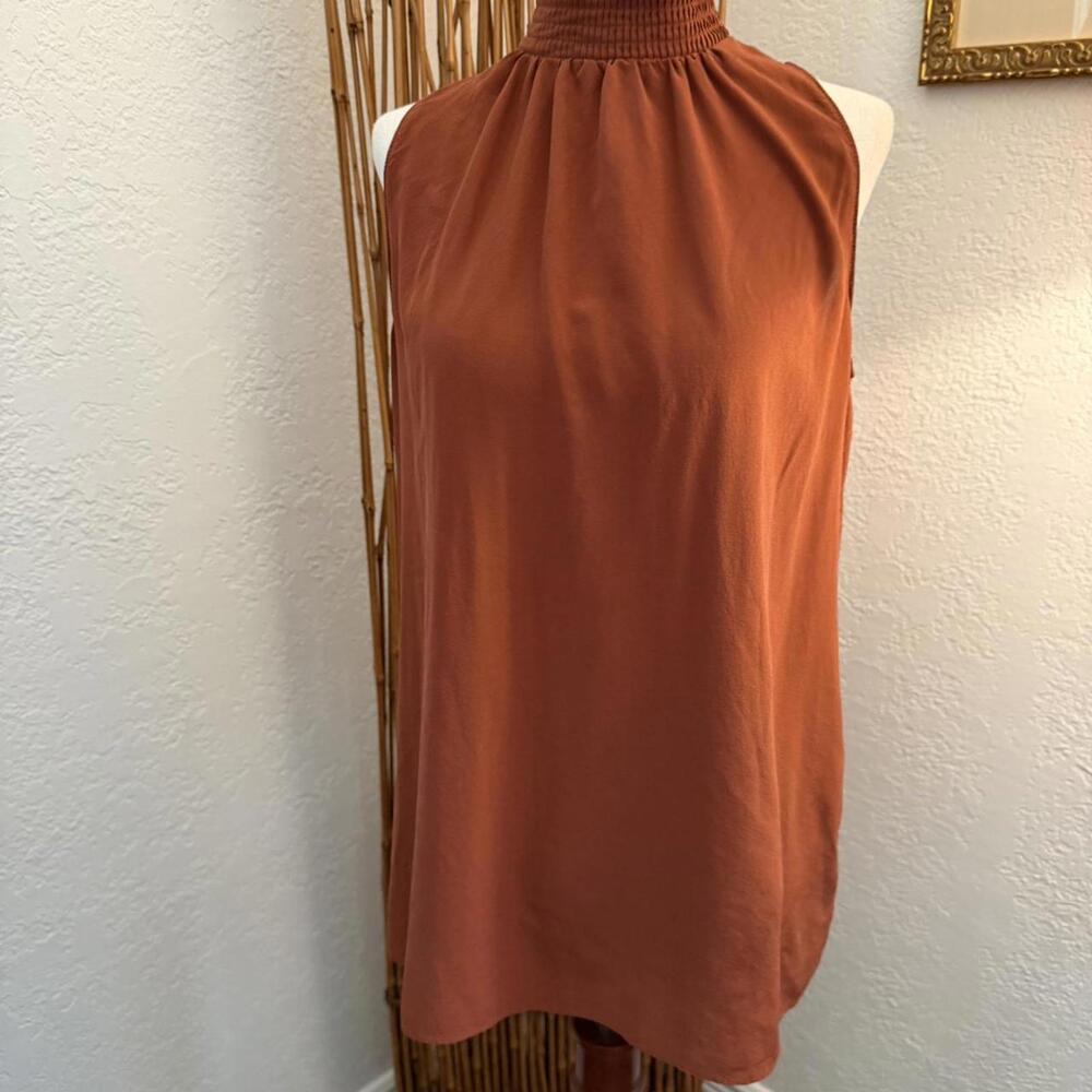 Antonio Melani Burnt Orange high neck sleeveless blouse #blouse